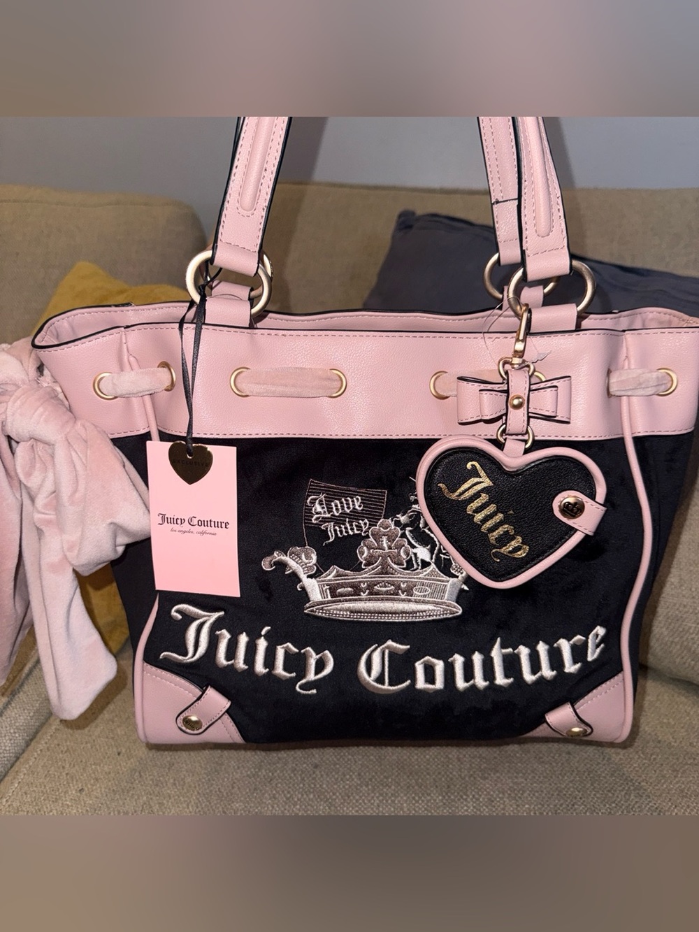 NEW Juicy Couture Daydreamer Crown tote in Liquorice